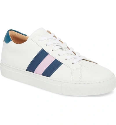 Shop Greats Royale Stripe Sneaker In White/ Navy/ Pink