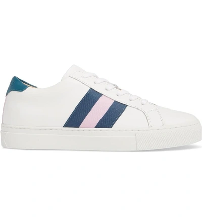 Shop Greats Royale Stripe Sneaker In White/ Navy/ Pink