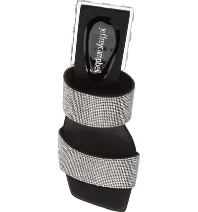 Shop Jeffrey Campbell Layla Sandal In Black Satin Silver Fabric