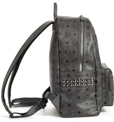 Shop Mcm Stark Medium Stud Faux Leather Backpack - Grey In Phantom Grey Ep