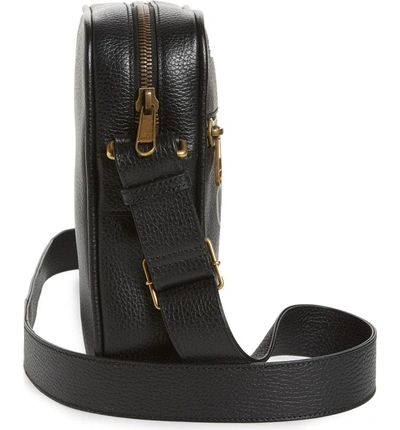 Shop Gucci Logo Leather Messenger Bag - None In Black