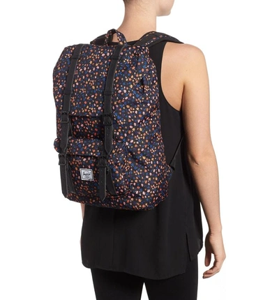 Shop Herschel Supply Co Little America - Mid Volume Backpack - Black In Black Mini Floral