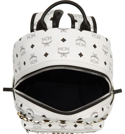 Shop Mcm Medium Stark - Visetos Studded Logo Backpack - White