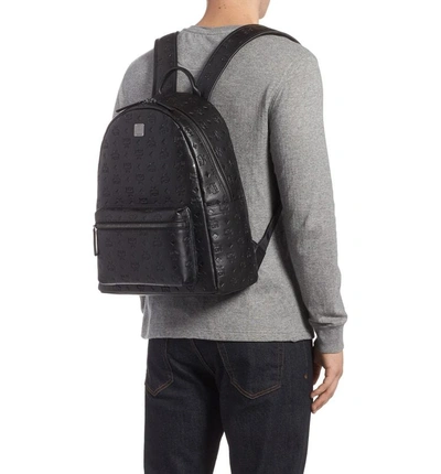 Shop Mcm Ottomar Leather Backpack - Black