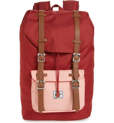 Shop Herschel Supply Co Little America - Mid Volume Backpack - Red In Brick Red/ Peach