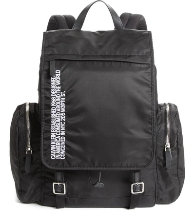 Shop Calvin Klein 205w39nyc Nylon Flap Backpack - Black