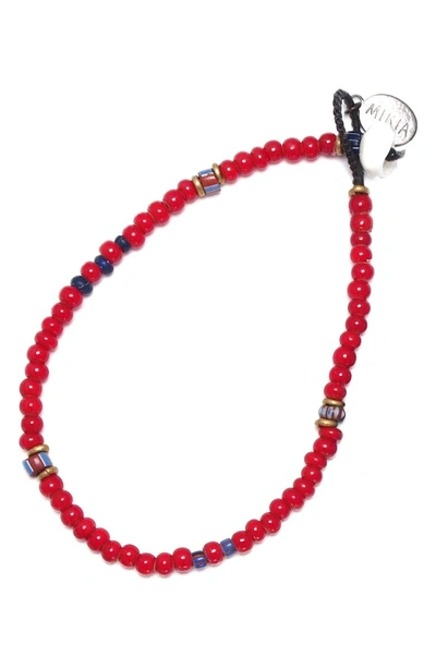 Shop Mikia White Hearts Bead Bracelet In Red