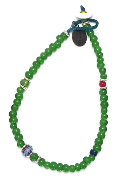 Shop Mikia White Hearts Bead Bracelet In Green
