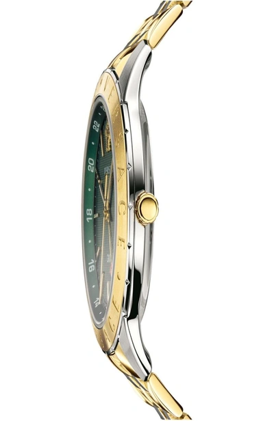Shop Versace Univers Bracelet Watch, 43mm In Silver/ Green/ Gold