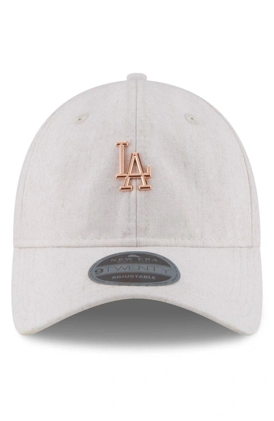 Shop New Era Mlb Badged Black Label Linen & Cotton Ball Cap - Beige In Los Angeles Dodgers