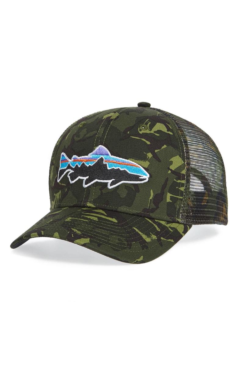patagonia fitz roy trout trucker hat camo