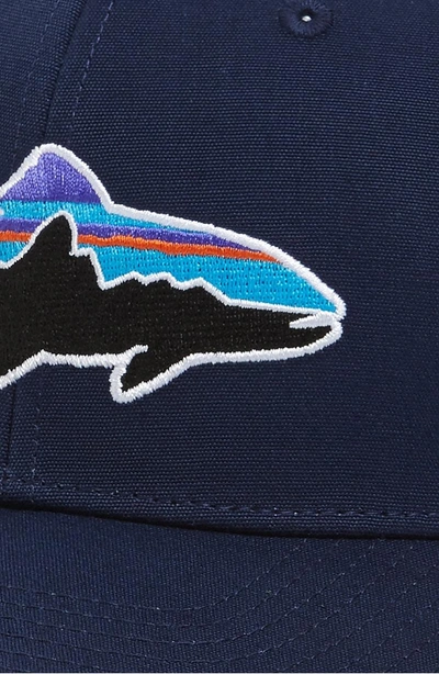 Shop Patagonia Fitz Roy Trout Trucker Hat In Classic Navy/ Drifter Grey