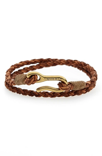 Shop Caputo & Co Braided Leather Wrap Bracelet In Light Brown