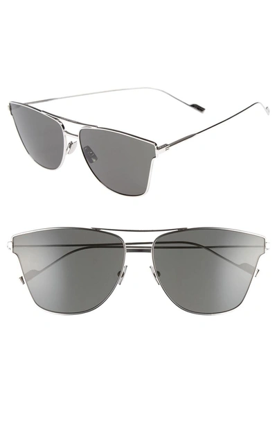 Shop Saint Laurent Sl 51t 63mm Sunglasses In Silver