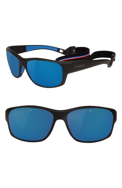 Shop Vuarnet Large Cup 62mm Polarized Sunglasses - Matt Black / Light Blue