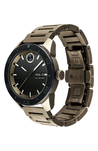 Shop Movado Bold Bracelet Watch, 43.5mm In Khaki/ Black