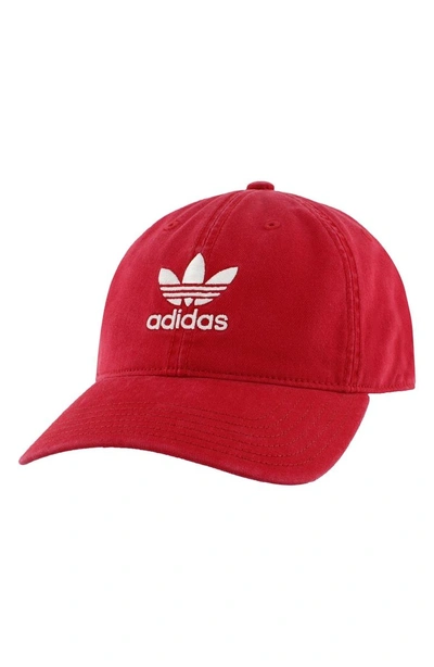Shop Adidas Originals Relaxed Baseball Cap - Red In Med Red