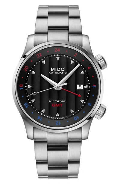 Shop Mido Multifort Automatic Bracelet Watch In Silver/ Black/ Silver