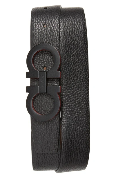 Shop Ferragamo Panini Leather Belt In Nero