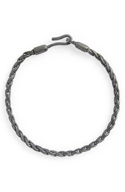 Shop Caputo & Co Sterling Silver Chain Rope Bracelet In Blackened Silver