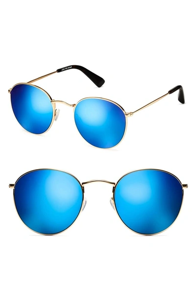 Shop Mvmt Icon 50mm Polarized Wire Sunglasses In Gold Blue