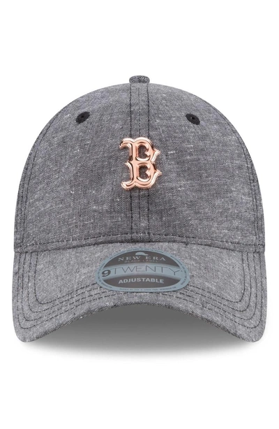 Shop New Era Mlb Badged Black Label Linen & Cotton Ball Cap - Black In Boston Red Sox