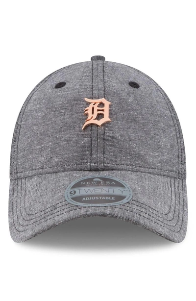 Shop New Era Mlb Badged Black Label Linen & Cotton Ball Cap - Black In Detroit Tigers