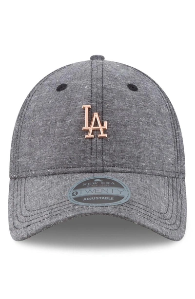 Shop New Era Mlb Badged Black Label Linen & Cotton Ball Cap - Black In Los Angeles Dodgers