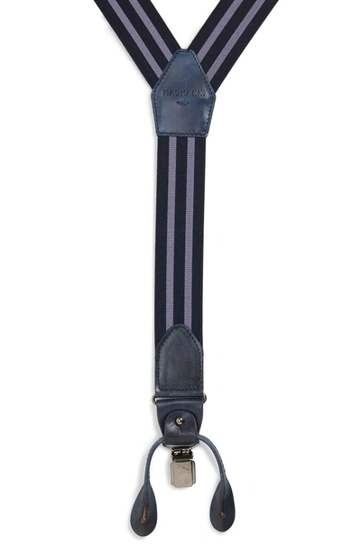 Shop Magnanni Double Line Suspenders In Navy / Periwinkle