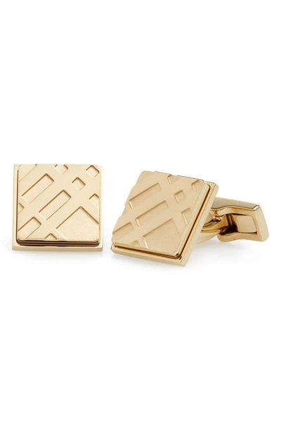 Shop Burberry Square Cuff Links In Pale Gold