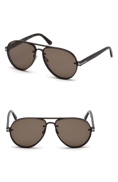 Shop Tom Ford Alexei 62mm Oversize Aviator Sunglasses In Shiny Dark Ruthenium / Roviex
