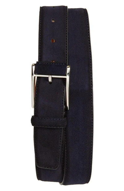 Shop Magnanni Antidifu Wrapped Buckle Suede Belt In Navy