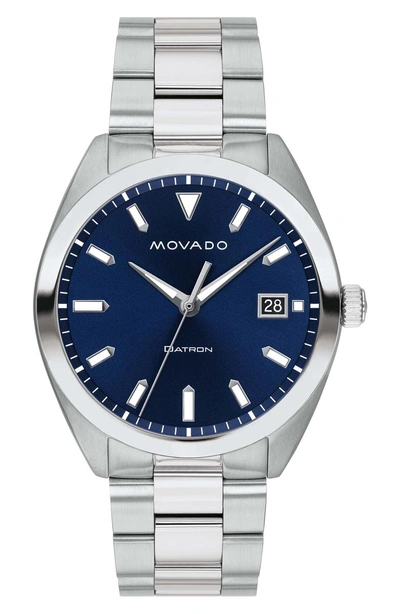 Shop Movado Heritage Bracelet Watch, 39mm In Silver/ Blue/ Silver