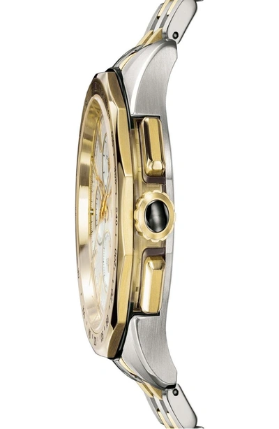 Shop Versace Glaze Chronograph Bracelet Watch, 44mm In Silver/ Grey/ Gold