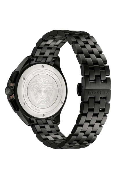 Shop Versace Glaze Chronograph Bracelet Watch, 44mm In Grey/ Black/ Grey