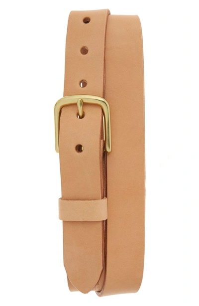Shop Tanner Goods Classic Leather Belt In Natural/ Brass