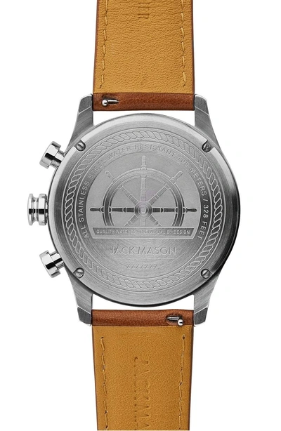 Shop Jack Mason Nautical Chronograph Leather Strap Watch, 42mm In Multi/ Tan