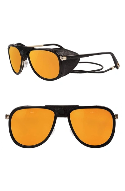 Shop Vuarnet Glacier 57mm Aviator Sunglasses - Pure Brown Gold Flash