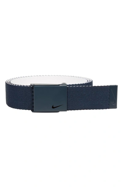 Shop Nike Essentials Reversible Webbed Belt In College Navy/ White