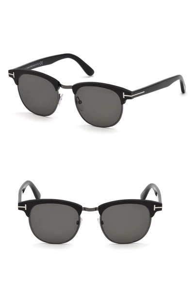 Shop Tom Ford Laurent 51mm Polarized Sunglasses - Matte Black / Smoke