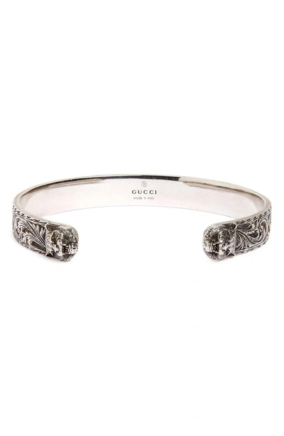 Shop Gucci Feline Head Sterling Silver Cuff Bracelet