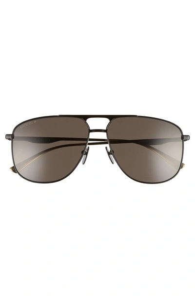 Shop Gucci 80s Monocolor 60mm Polarized Aviator Sunglasses - Black