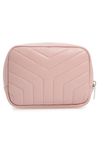 Shop Saint Laurent Loulou Matelasse Leather Cosmetics Bag In Tender Pink