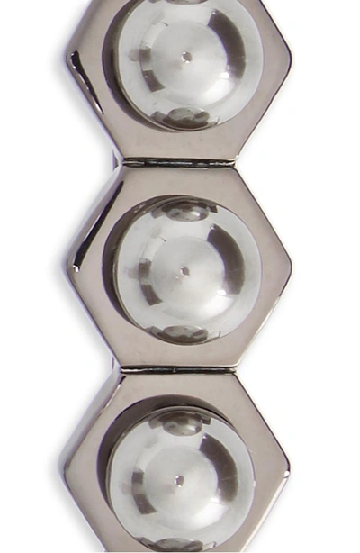 Shop L Erickson Hexagon Imitation Pearl Long & Skinny Barrette In Grey/ Gunmetal