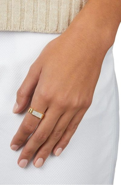 Shop Monica Vinader Diamond Signature Wide Ring (online Trunk Show) In Yellow Gold/ Diamond
