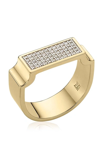 Shop Monica Vinader Diamond Signature Wide Ring (online Trunk Show) In Yellow Gold/ Diamond