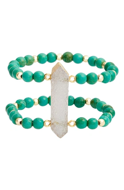 Shop Elise M Candice Double Stretch Bracelet In Green/ Turquoise