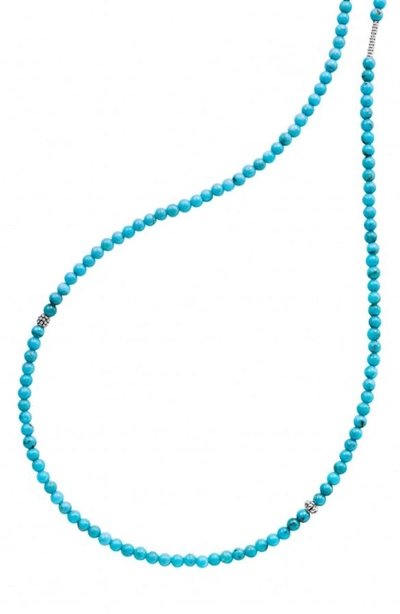 Shop Lagos Caviar Icon Station Necklace In Silver/ Turquoise