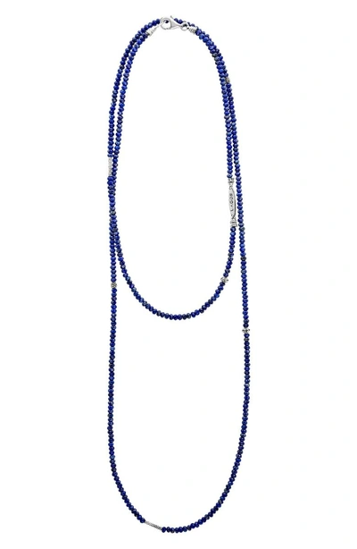 Shop Lagos Caviar Icon Station Necklace In Silver/ Lapis