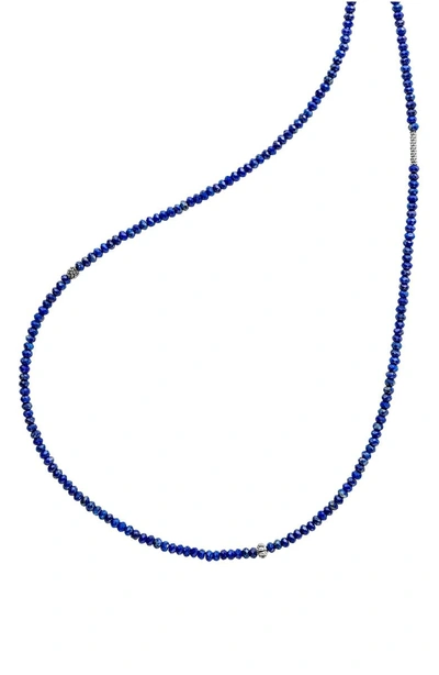 Shop Lagos Caviar Icon Station Necklace In Silver/ Lapis